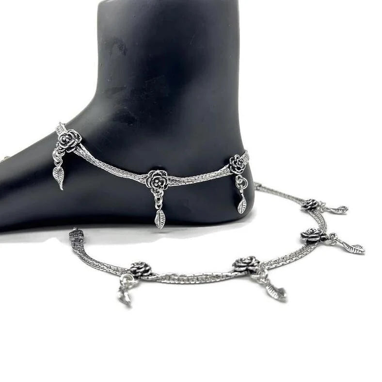 925 Sterling Silver Anklet / Silver Bride Payal