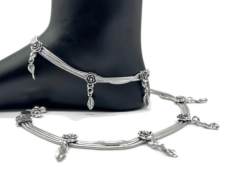 925 Sterling Silver Bride Anklet / Silver Bride Payal / Silver Anklet / Silver Payal / Silver Antique Payal / Designer Anklet