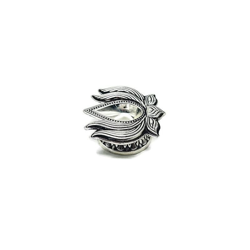 925 Sterling Silver Lotus Diya / Silver Antique Diya / Silver Deepam