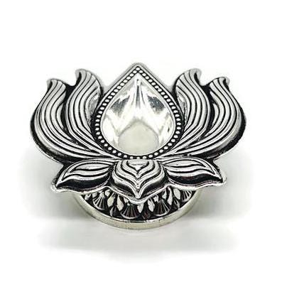 925 Sterling Silver Lotus Diya / Silver Antique Diya / Silver Deepam