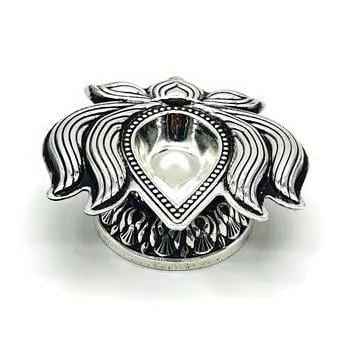 925 Sterling Silver Lotus Diya / Silver Antique Diya / Silver Deepam