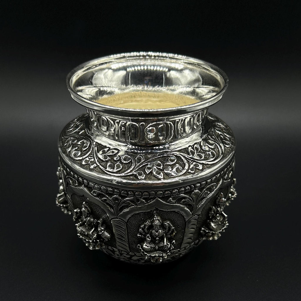 925 Sterling Silver AsthaLaxmi Kalash / Silver Lota
