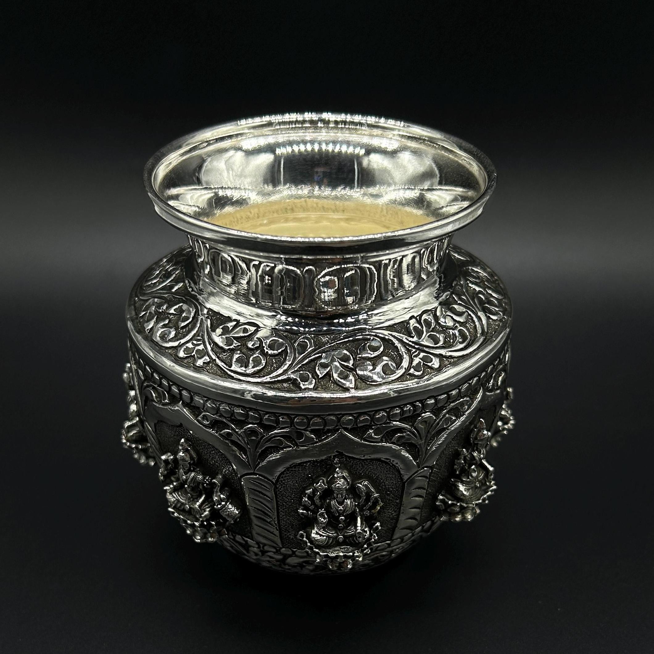925 Sterling Silver AsthaLaxmi Kalash / Silver Lota
