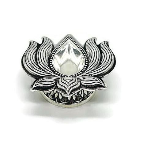 925 Sterling Silver Lotus Diya / Silver Antique Diya / Silver Deepam