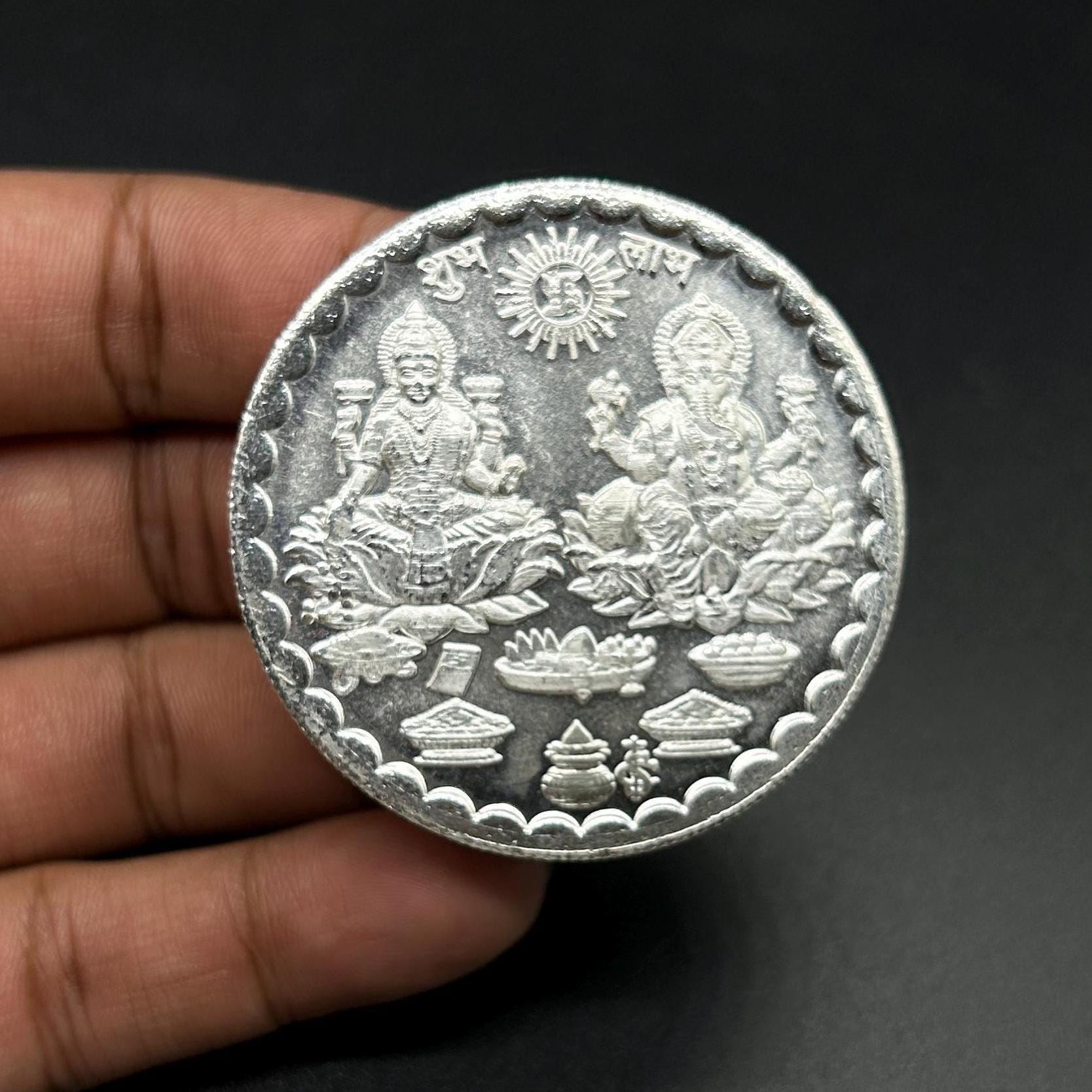 99.90% Pure Silver 5gram, 10gram, 50gram, 100gram Laxmi Ganesh Silver Coin / Silver Coins