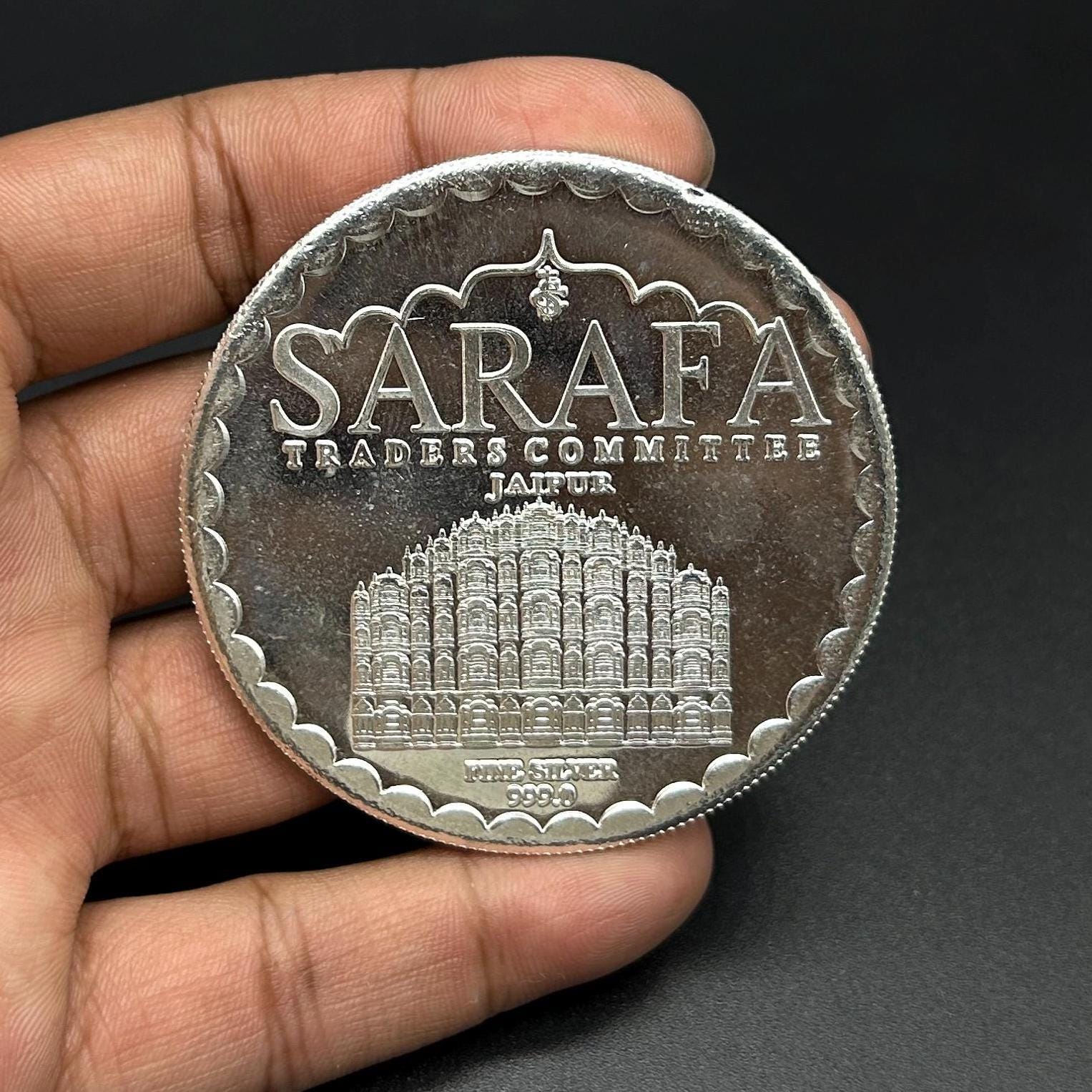 99.90% Pure Silver 100grams Laxmi Ganesh Silver Coin By Sarafa Traders Commity