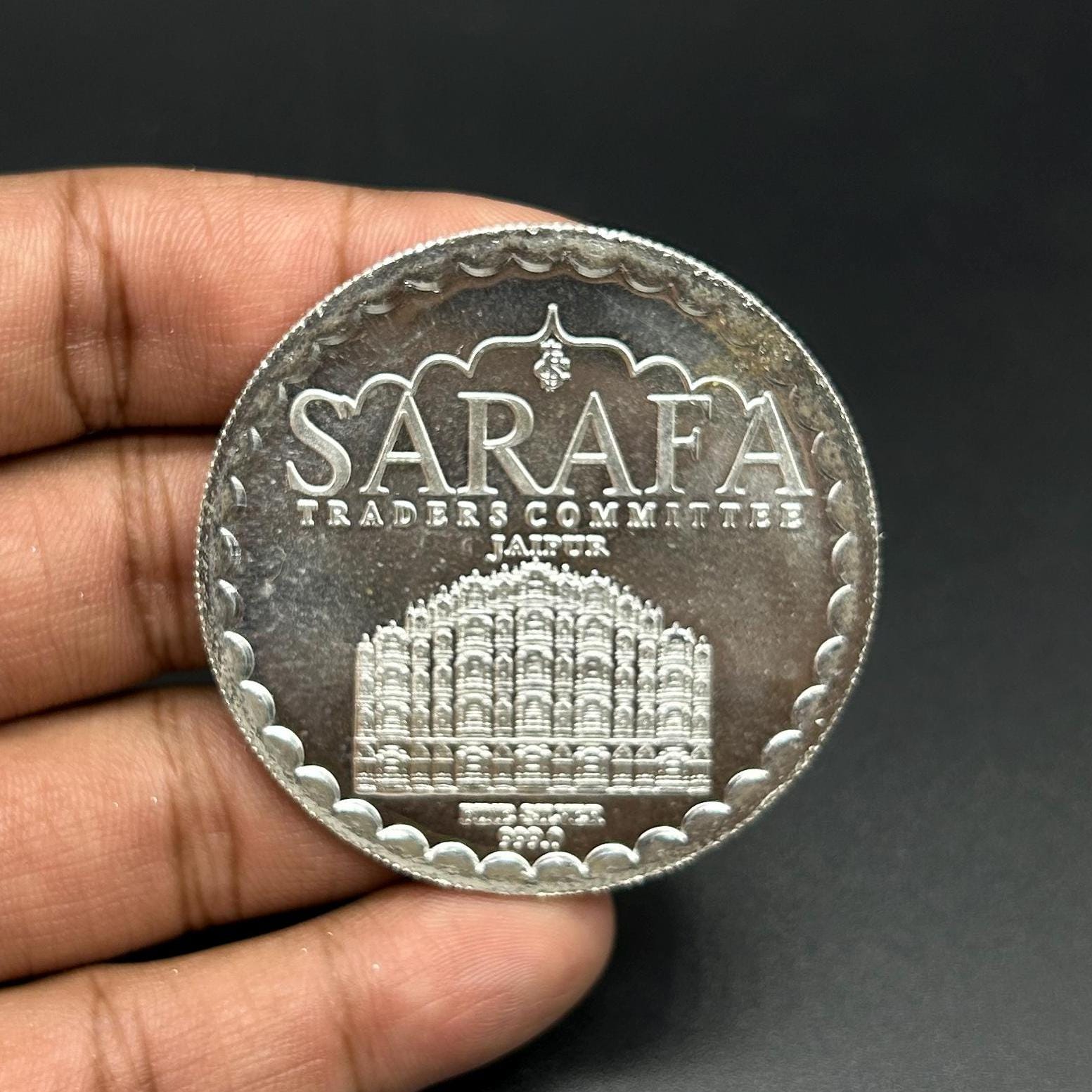 99.90% Pure Silver 50grams Laxmi Ganesh Silver Coin By Sarafa Traders Commity