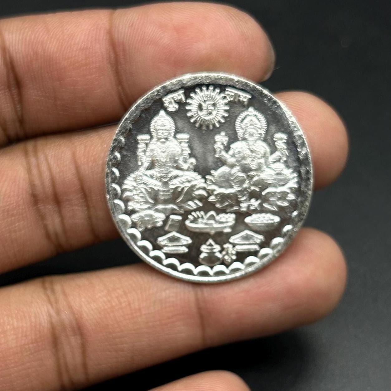 99.90% Pure Silver 20grams Laxmi Ganesh Silver Coin By Sarafa Trader Commity