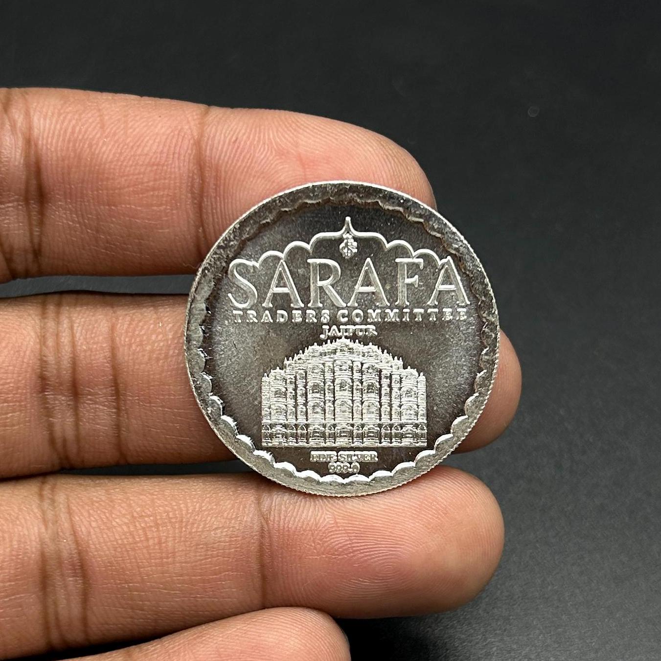 99.90% Pure Silver 20grams Laxmi Ganesh Silver Coin By Sarafa Trader Commity