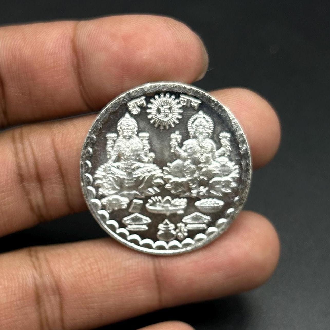 99.90% Pure Silver 20grams Laxmi Ganesh Silver Coin By Sarafa Trader Commity