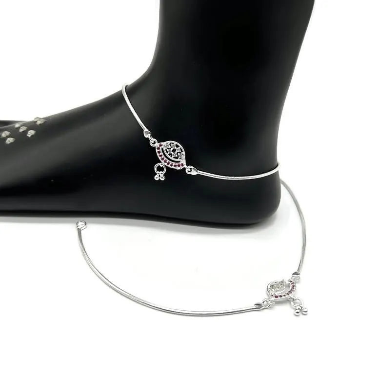 925 Sterling Silver Anklet / Silver Payal For Women
