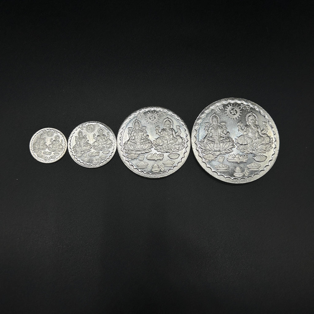 99.90% Pure Silver 5gram, 10gram, 50gram, 100gram Laxmi Ganesh Silver Coin / Silver Coins