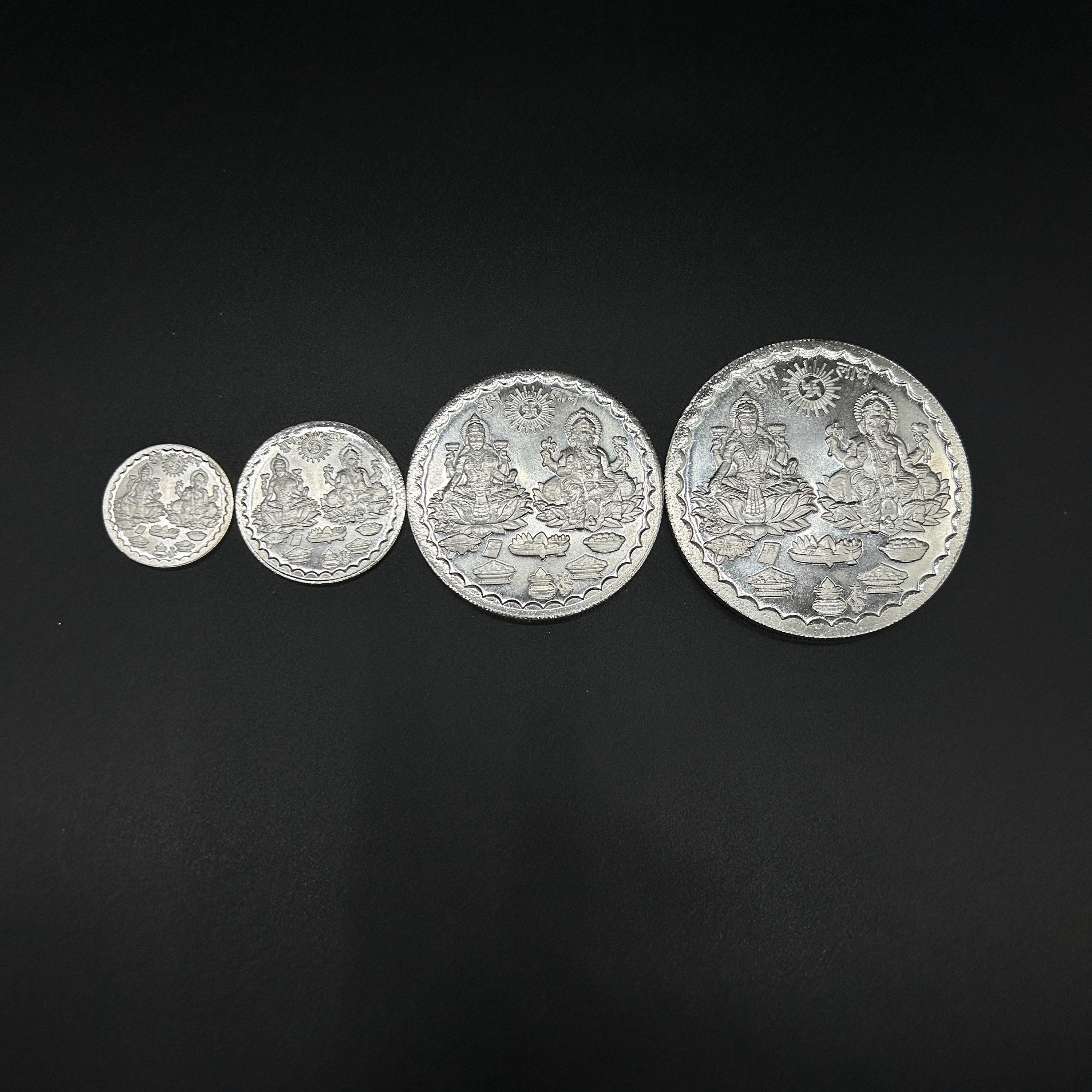99.90% Pure Silver 5gram, 10gram, 50gram, 100gram Laxmi Ganesh Silver Coin / Silver Coins