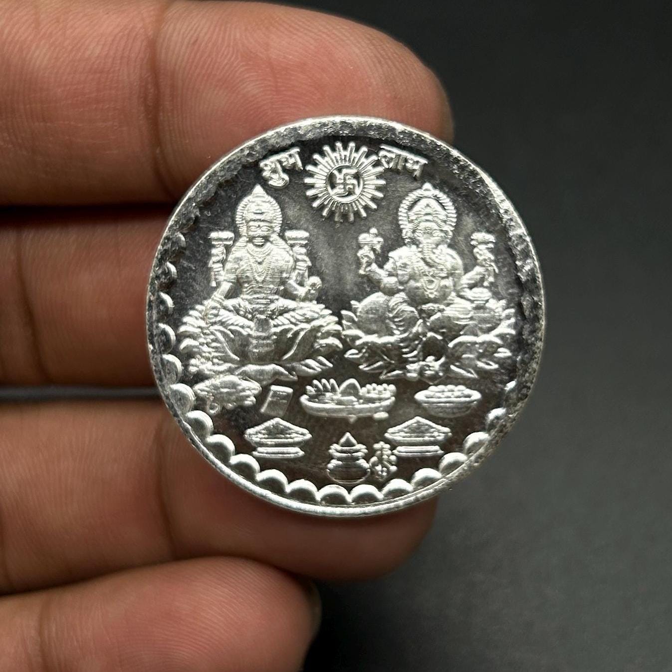 99.90% Pure Silver 5gram, 10gram, 50gram, 100gram Laxmi Ganesh Silver Coin / Silver Coins
