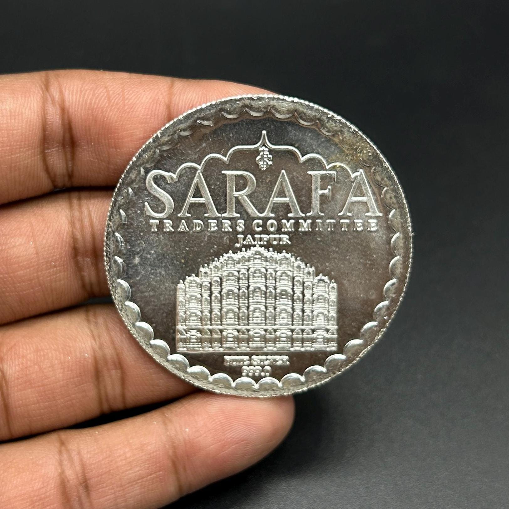 99.90% Pure Silver 50grams Laxmi Ganesh Silver Coin By Sarafa Traders Commity
