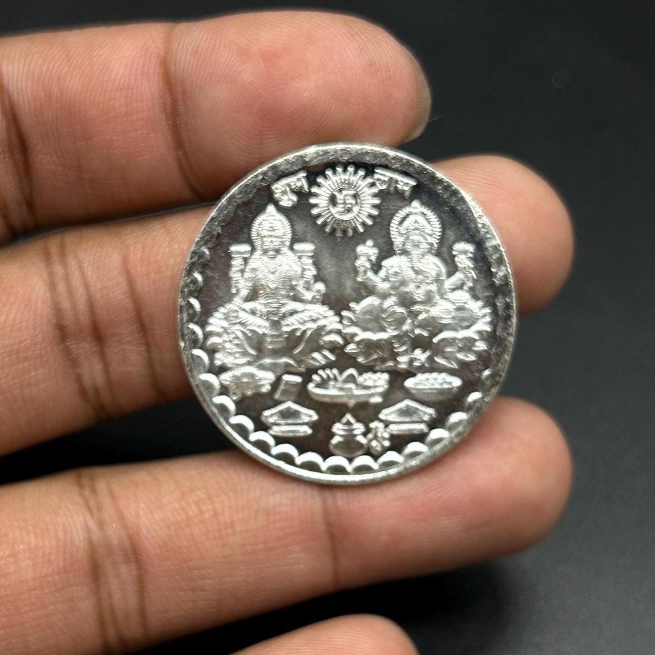 99.90% Pure Silver 10grams Laxmi Ganesh Silver Coin By Sarafa Trader Commity