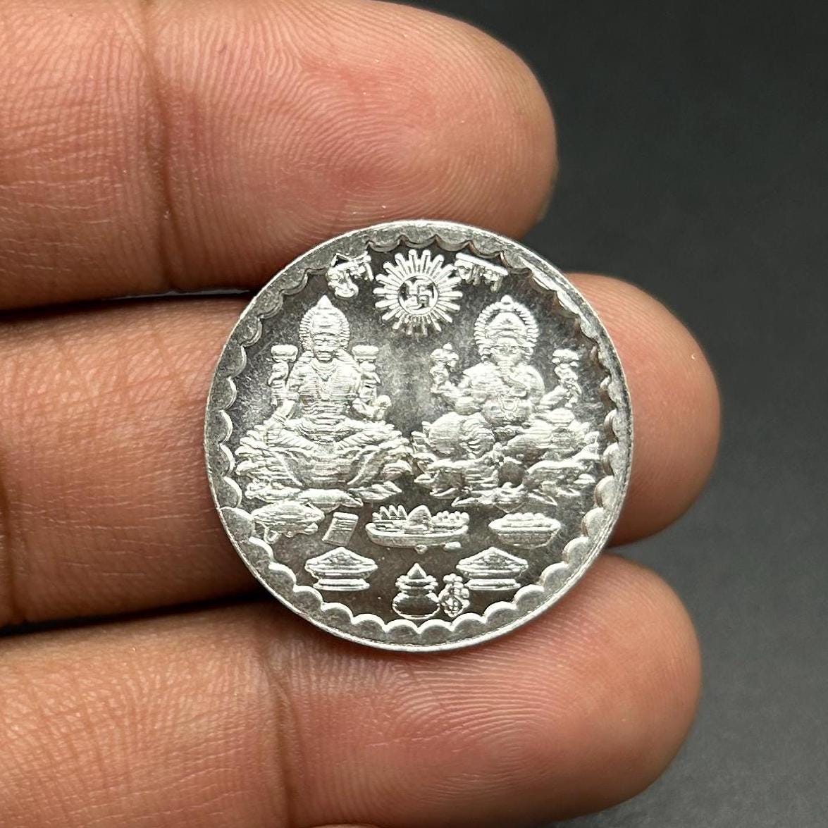 99.90% Pure Silver 5grams Laxmi Ganesh Silver Coin By Sarafa Traders Commity Jaipur