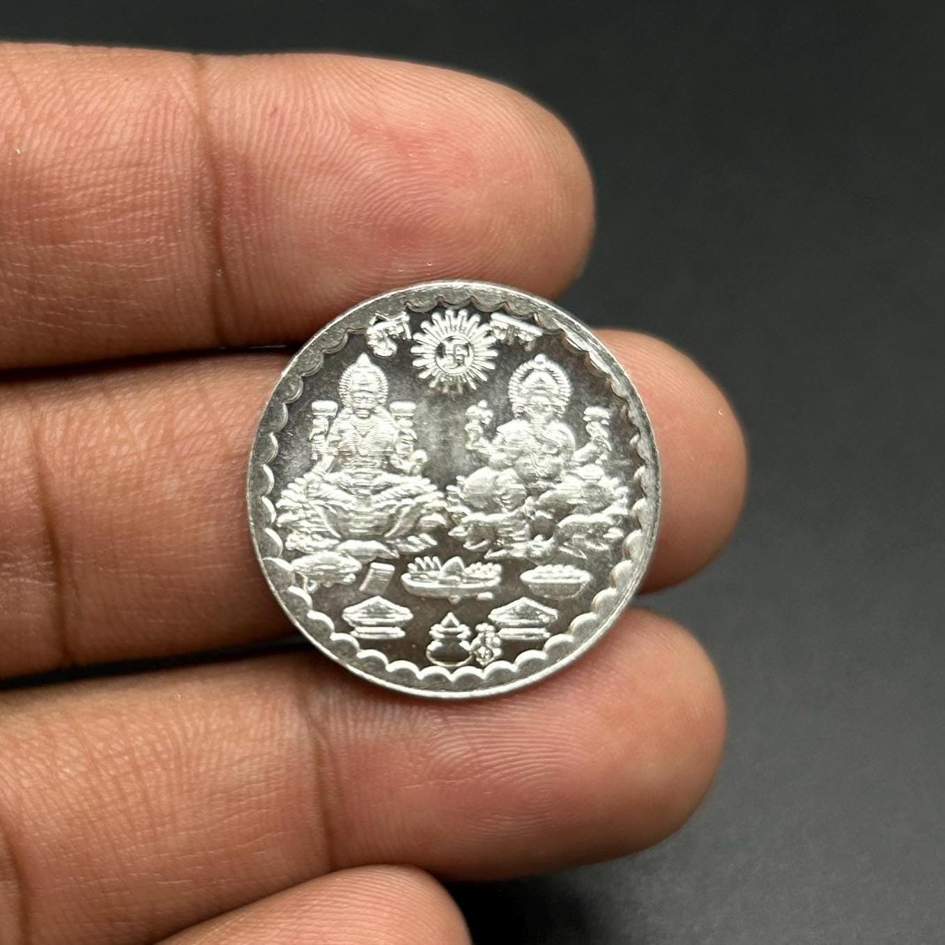 99.90% Pure Silver 5grams Laxmi Ganesh Silver Coin By Sarafa Traders Commity Jaipur