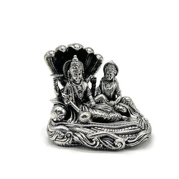925 Sterling Silver Laxmi Vishnu / Laxmi Narayana Statue