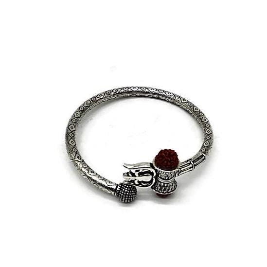 925 Sterling Silver Shiv Trishul Kada For men.