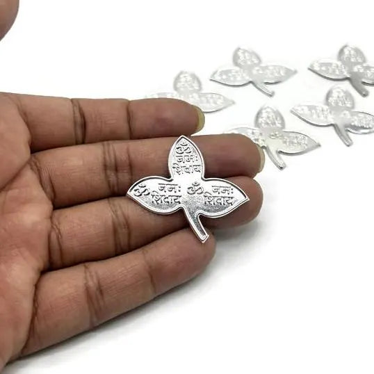999 Pure Silver Bel Patra, Lord Shiva Worshiping, Handmade Silver Religious Belva Patra, Divine Pooja Article.