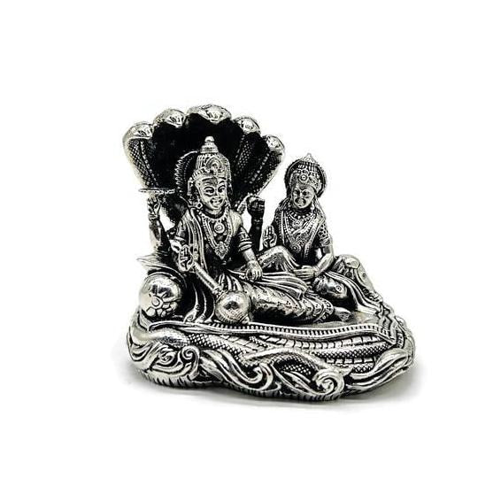 925 Sterling Silver Laxmi Vishnu / Laxmi Narayana Statue