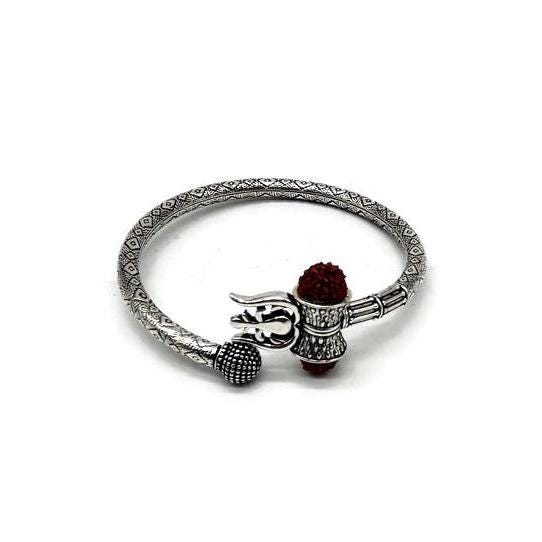 925 Sterling Silver Shiv Trishul Kada For men.