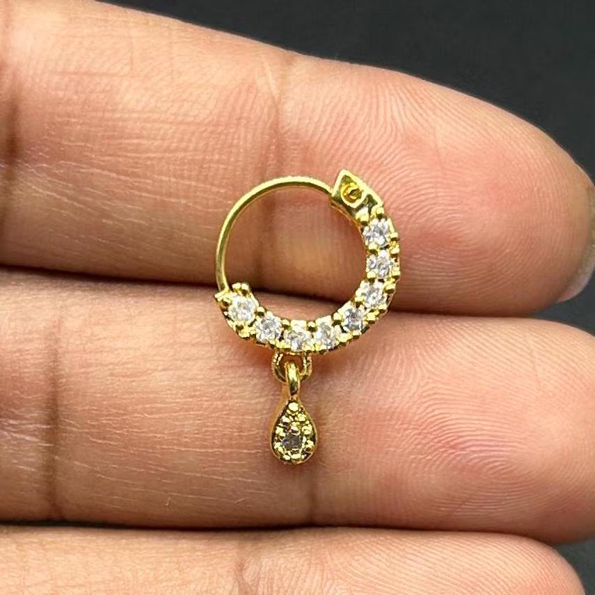 Diamond Nose Ring/Gold Nath/Indian Nose Ring/Indian Jewelry/ piercing Required /Bollywood/Bridal Nath