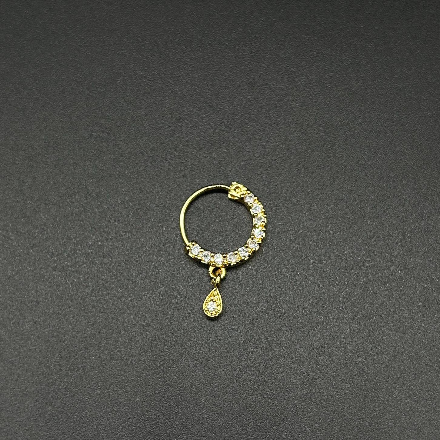 Diamond Nose Ring/Gold Nath/Indian Nose Ring/Indian Jewelry/ piercing Required /Bollywood/Bridal Nath