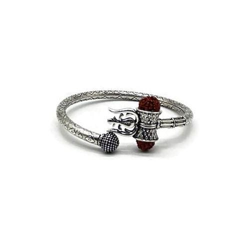 925 Sterling Silver Shiv Trishul Kada For men.