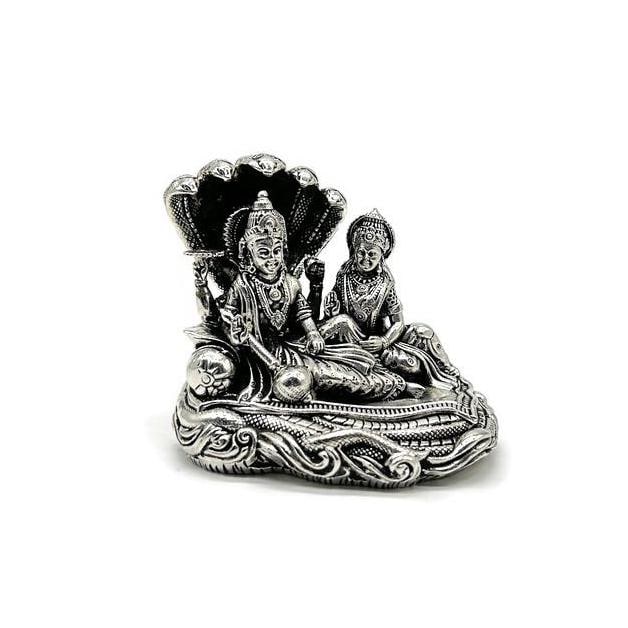 925 Sterling Silver Laxmi Vishnu / Laxmi Narayana Statue