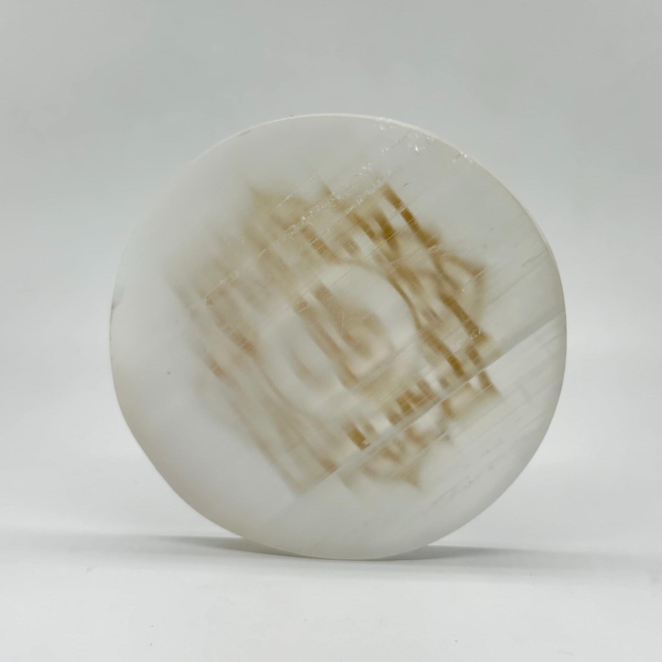 Selenite plate with Om symbol For Home & Office.