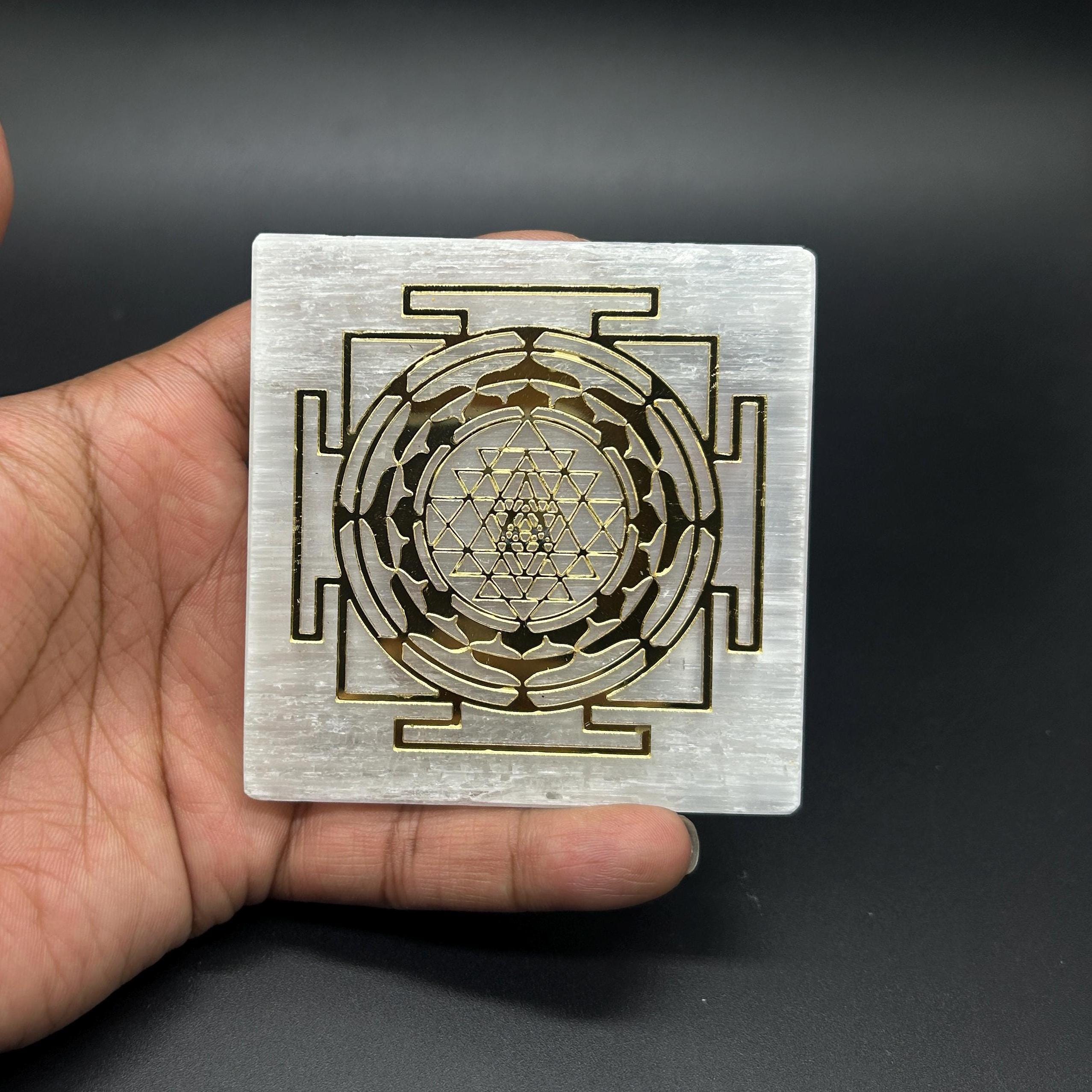 Selenite Shree Yantra / Selenite Shree Yantra For Home & Office.