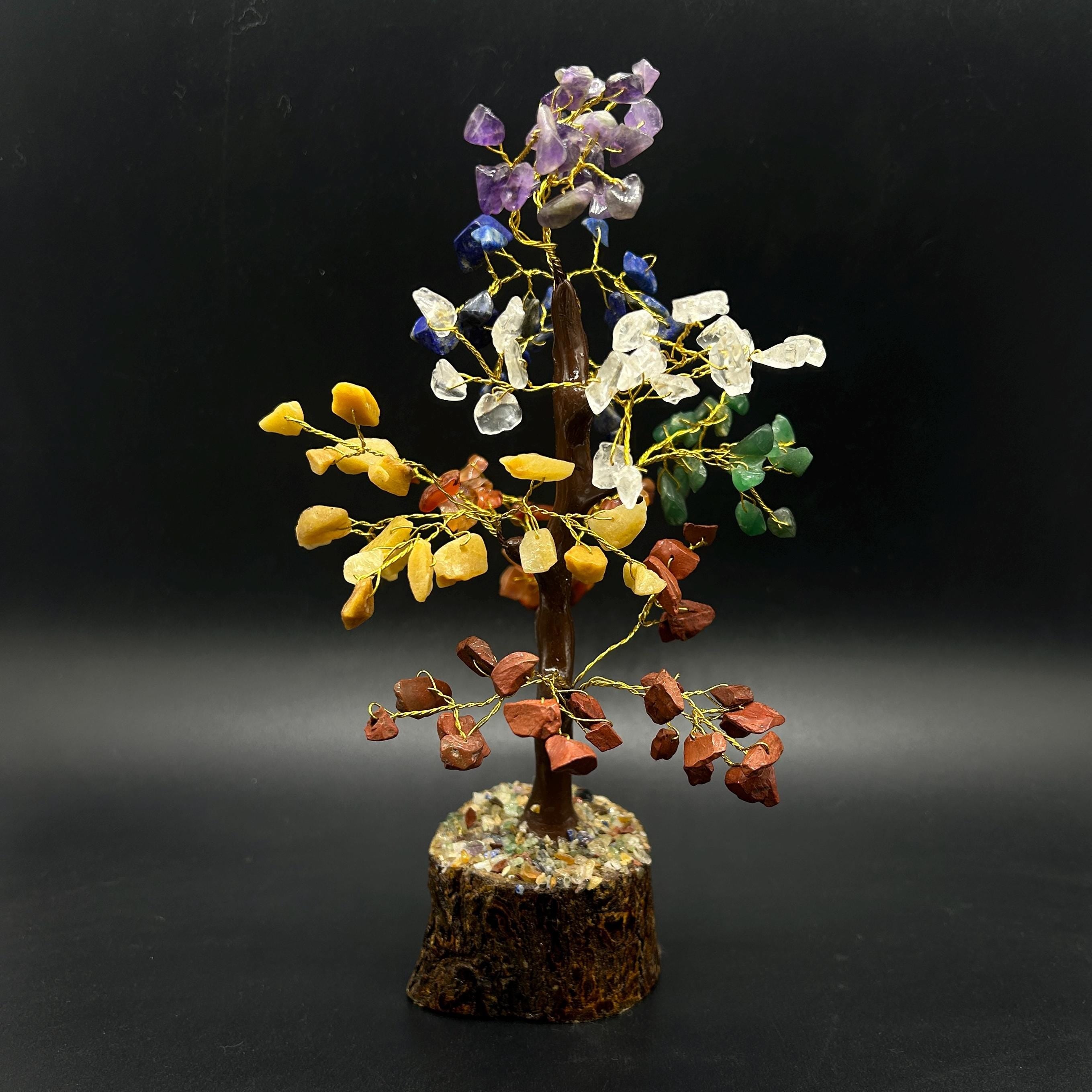 Crystal Gem Trees With Wood Base ,Gemstone Wire Sculpture Tree Of Life.