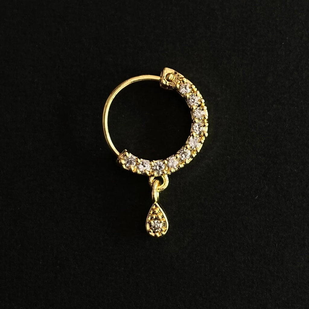 Diamond Nose Ring/Gold Nath/Indian Nose Ring/Indian Jewelry/ piercing Required /Bollywood/Bridal Nath