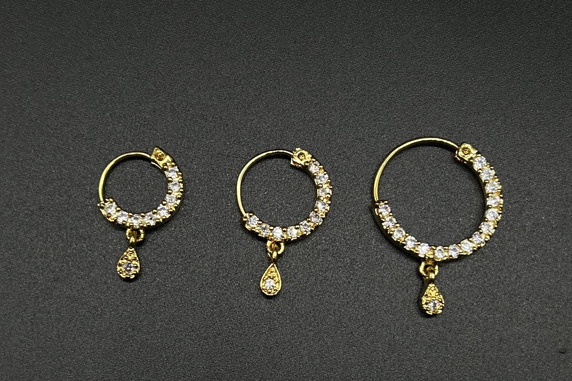 Diamond Nose Ring/Gold Nath/Indian Nose Ring/Indian Jewelry/ piercing Required /Bollywood/Bridal Nath