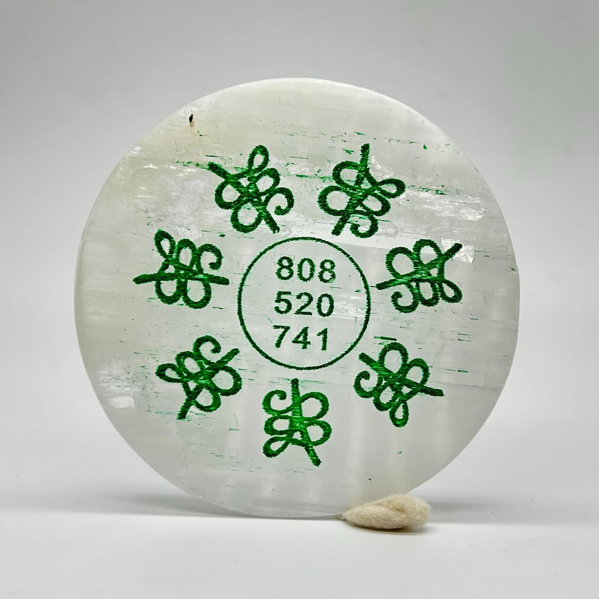 Selenite Charging Plate With Zibu Symbols  For Home & Office.