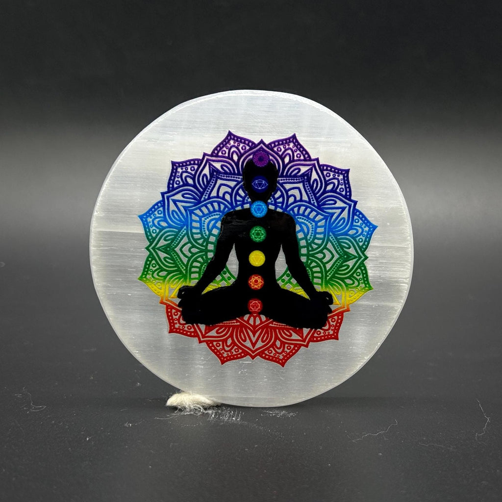 Selenite 7 Chakra plate For Home & Office .
