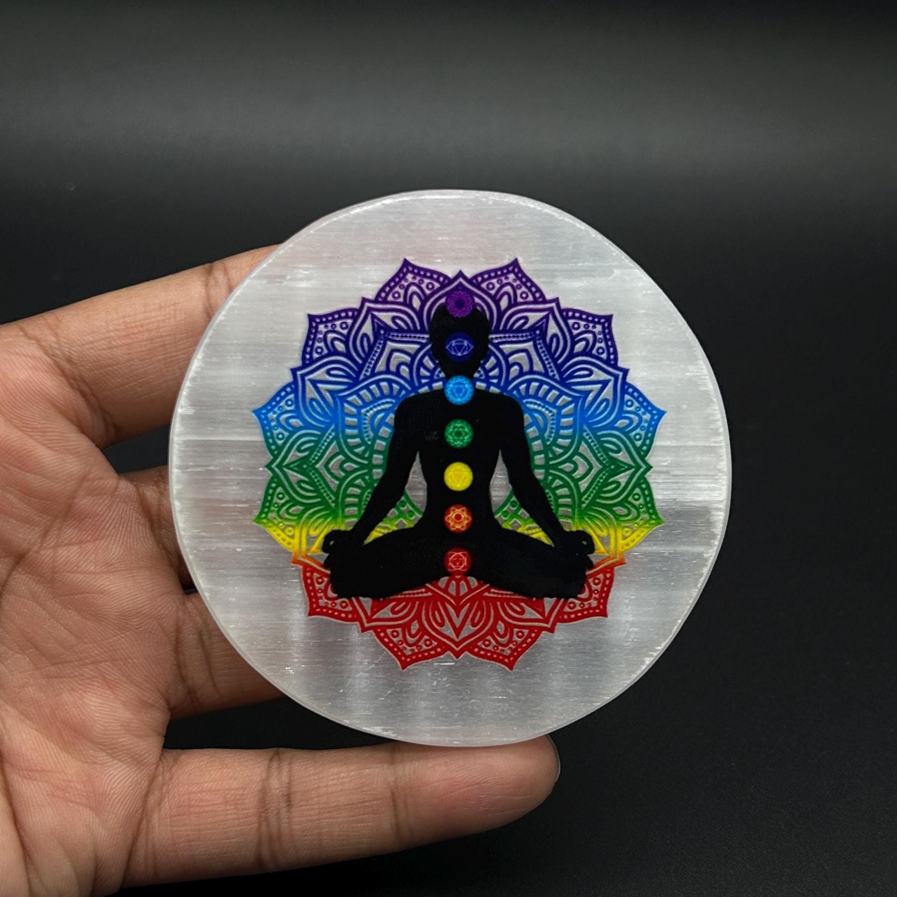 Selenite 7 Chakra plate For Home & Office .