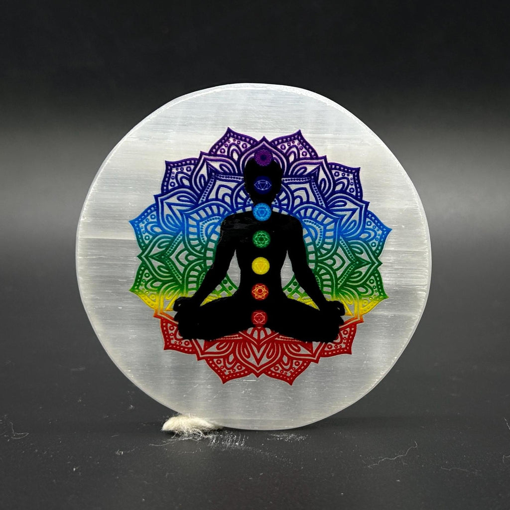 Selenite 7 Chakra plate For Home & Office .