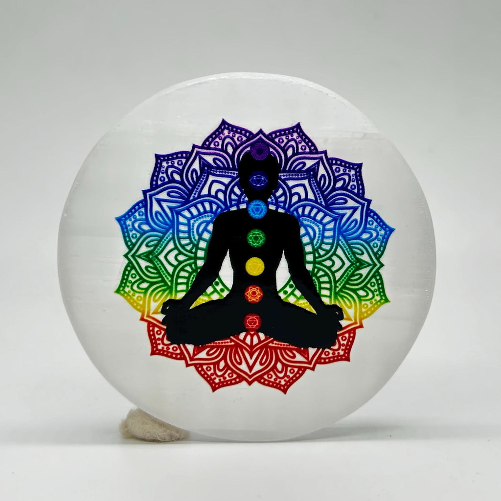 Selenite 7 Chakra plate For Home & Office .