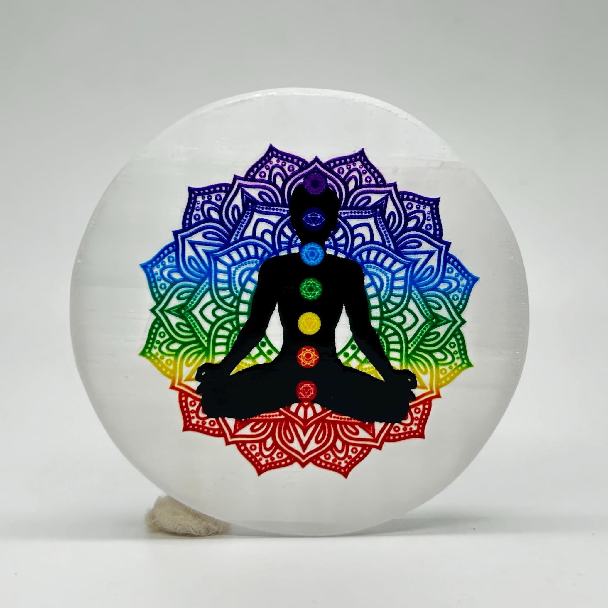 Selenite 7 Chakra plate For Home & Office .