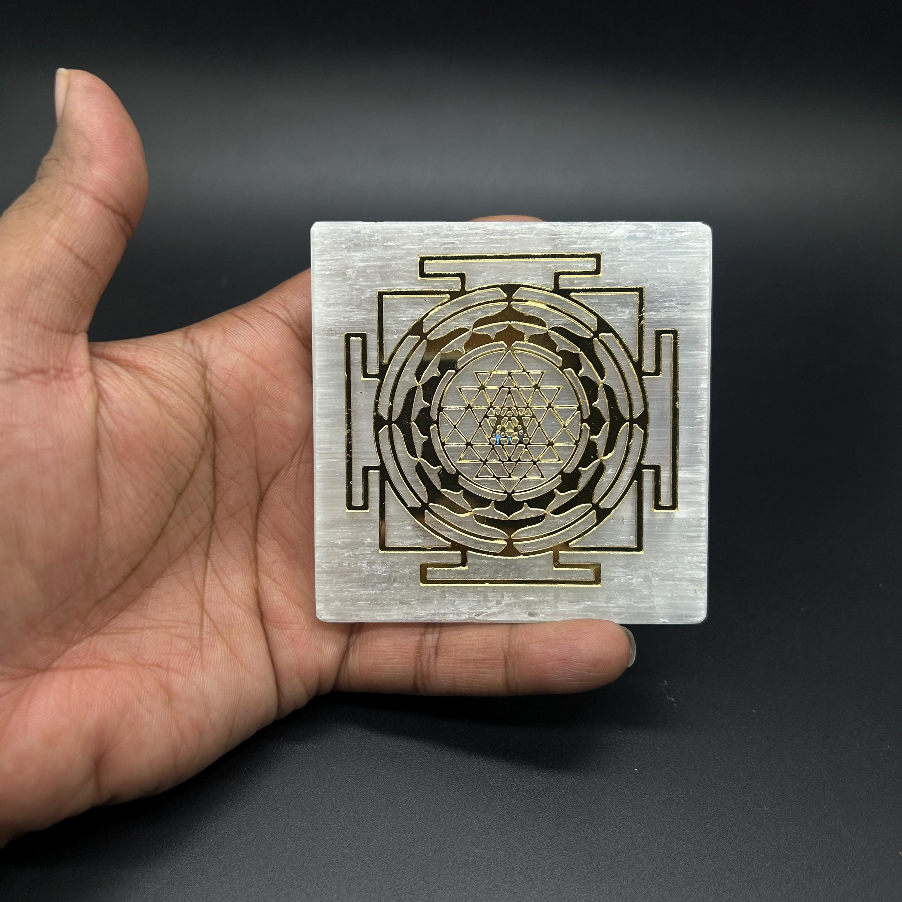 Selenite Shree Yantra / Selenite Shree Yantra For Home & Office.