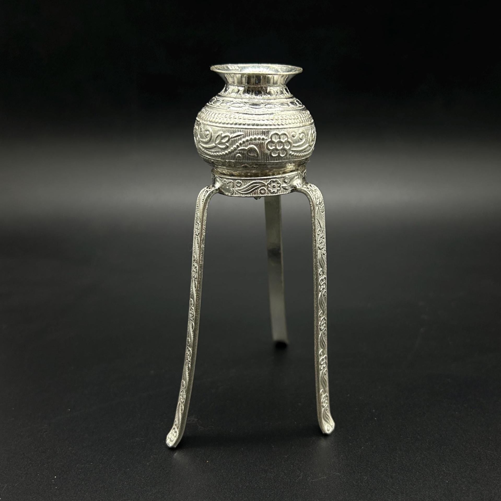 925 sterling silver handmade God shiva lingam water flow pot or puja kalash for Abhishek of lingam