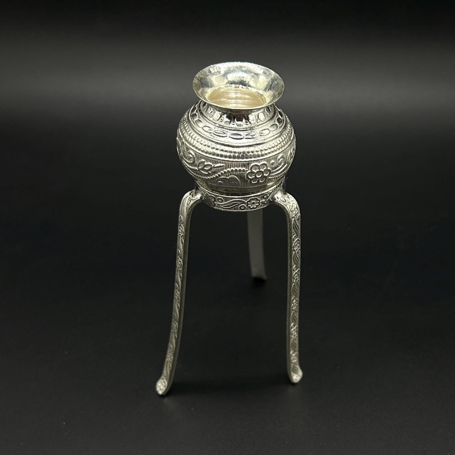 925 sterling silver handmade God shiva lingam water flow pot or puja kalash for Abhishek of lingam