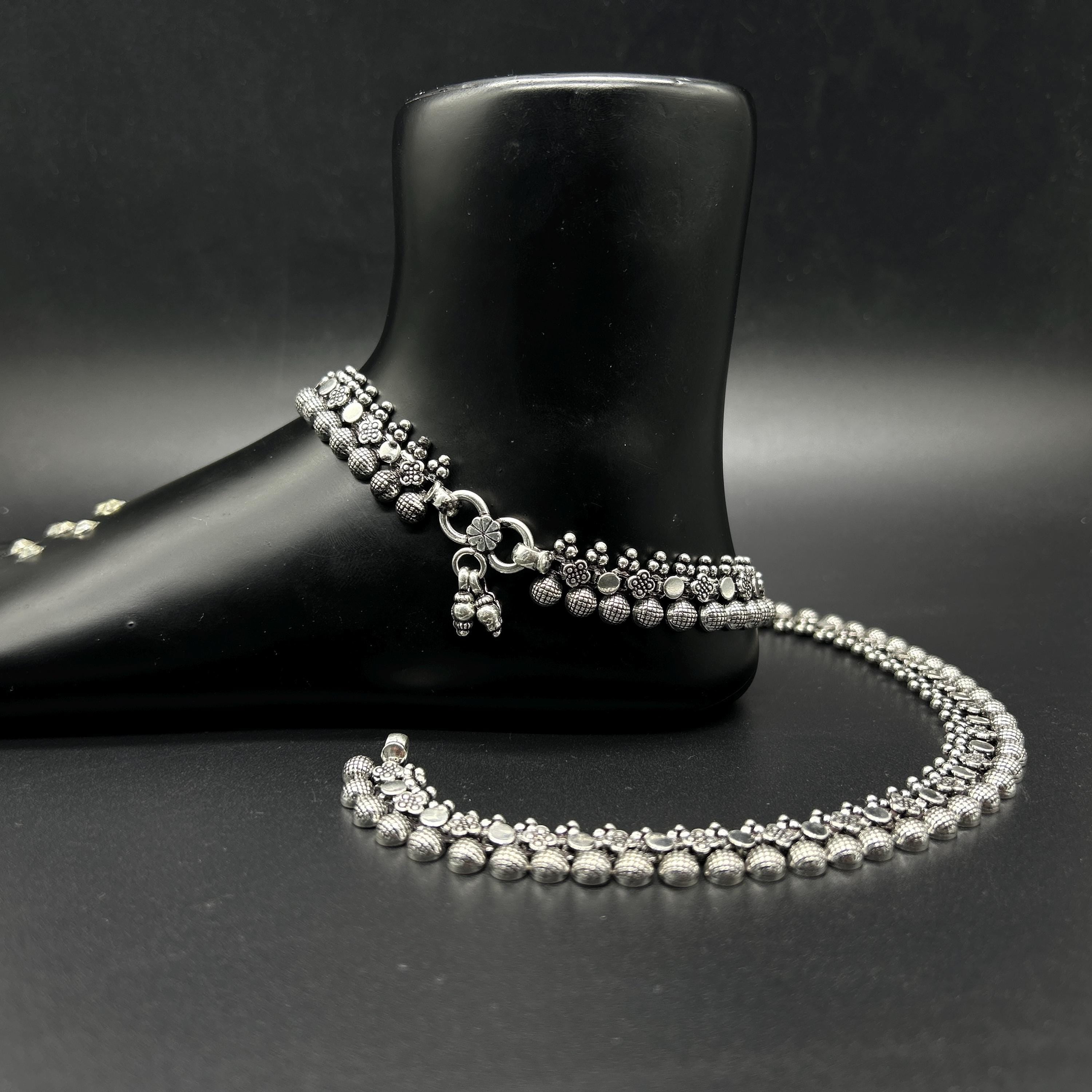 925 Sterling Silver Anklet / Silver Bride Payal / Silver Anklet / Silver Payal / Silver Antique Payal / Designer Anklet