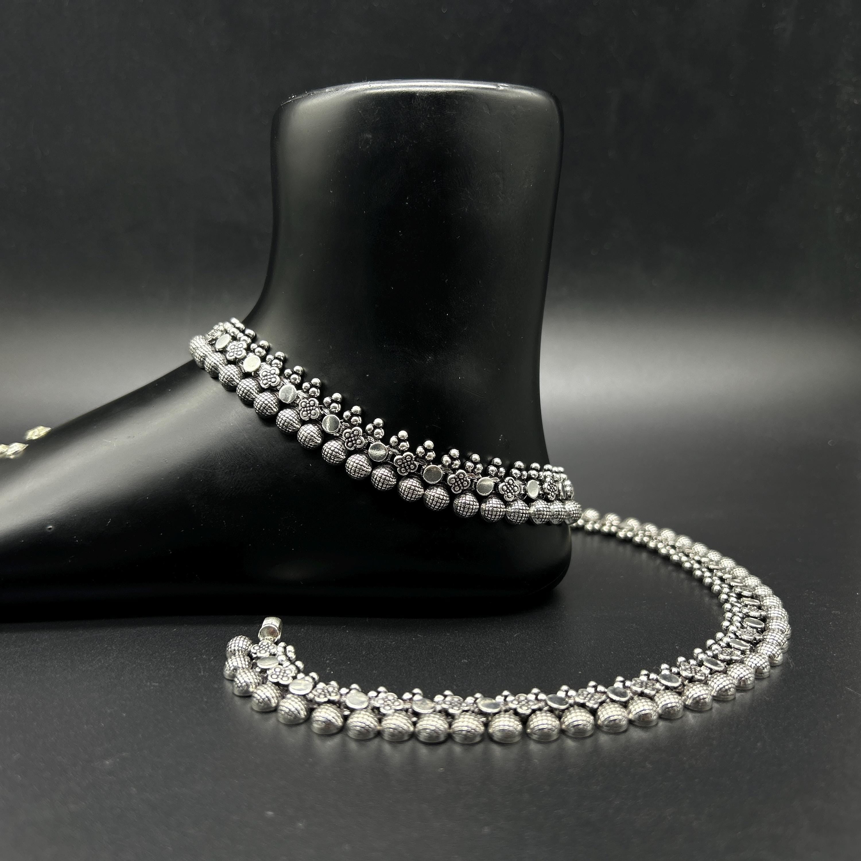 925 Sterling Silver Anklet / Silver Bride Payal / Silver Anklet / Silver Payal / Silver Antique Payal / Designer Anklet
