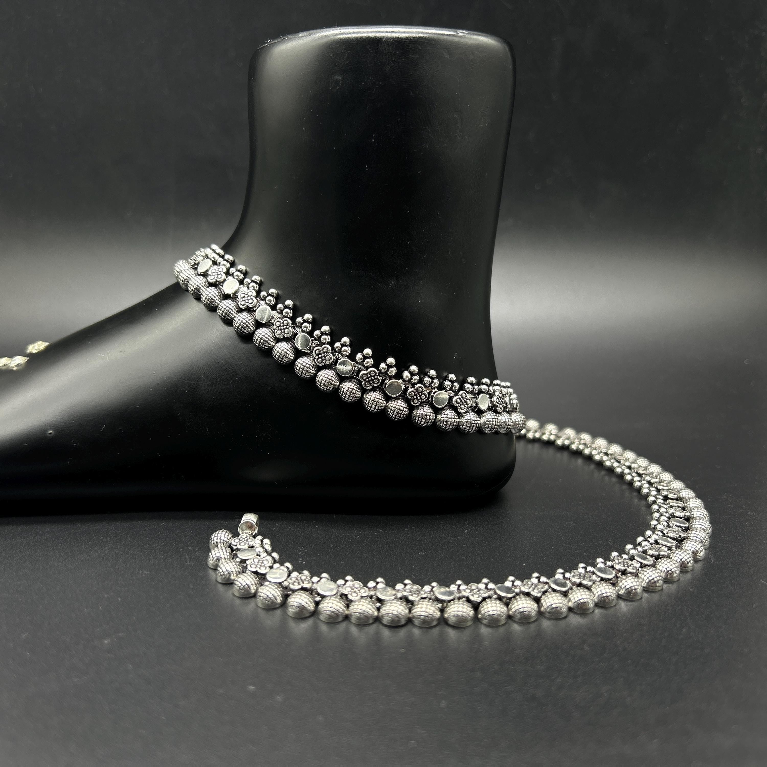 925 Sterling Silver Anklet / Silver Bride Payal / Silver Anklet / Silver Payal / Silver Antique Payal / Designer Anklet