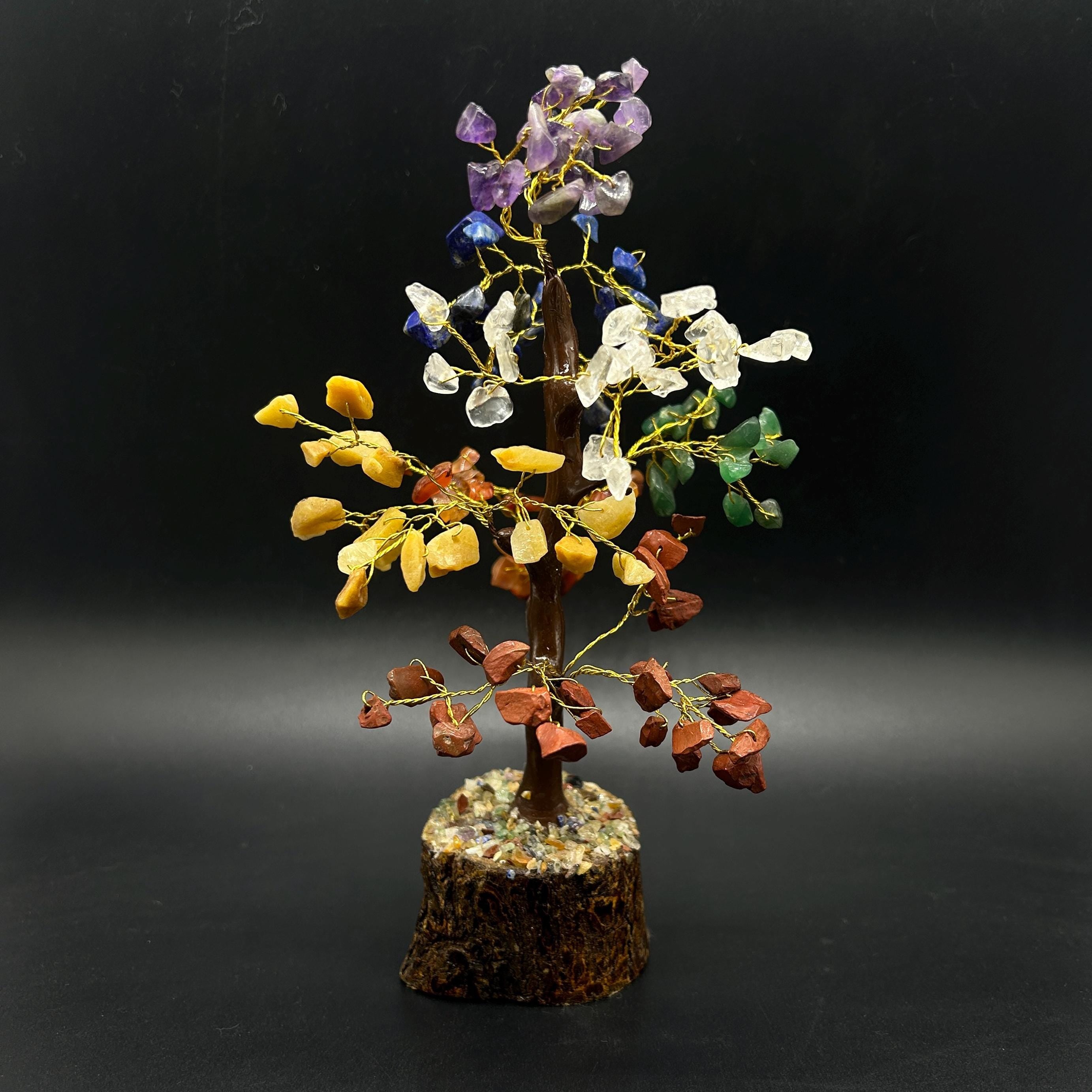 Crystal Gem Trees With Wood Base ,Gemstone Wire Sculpture Tree Of Life.