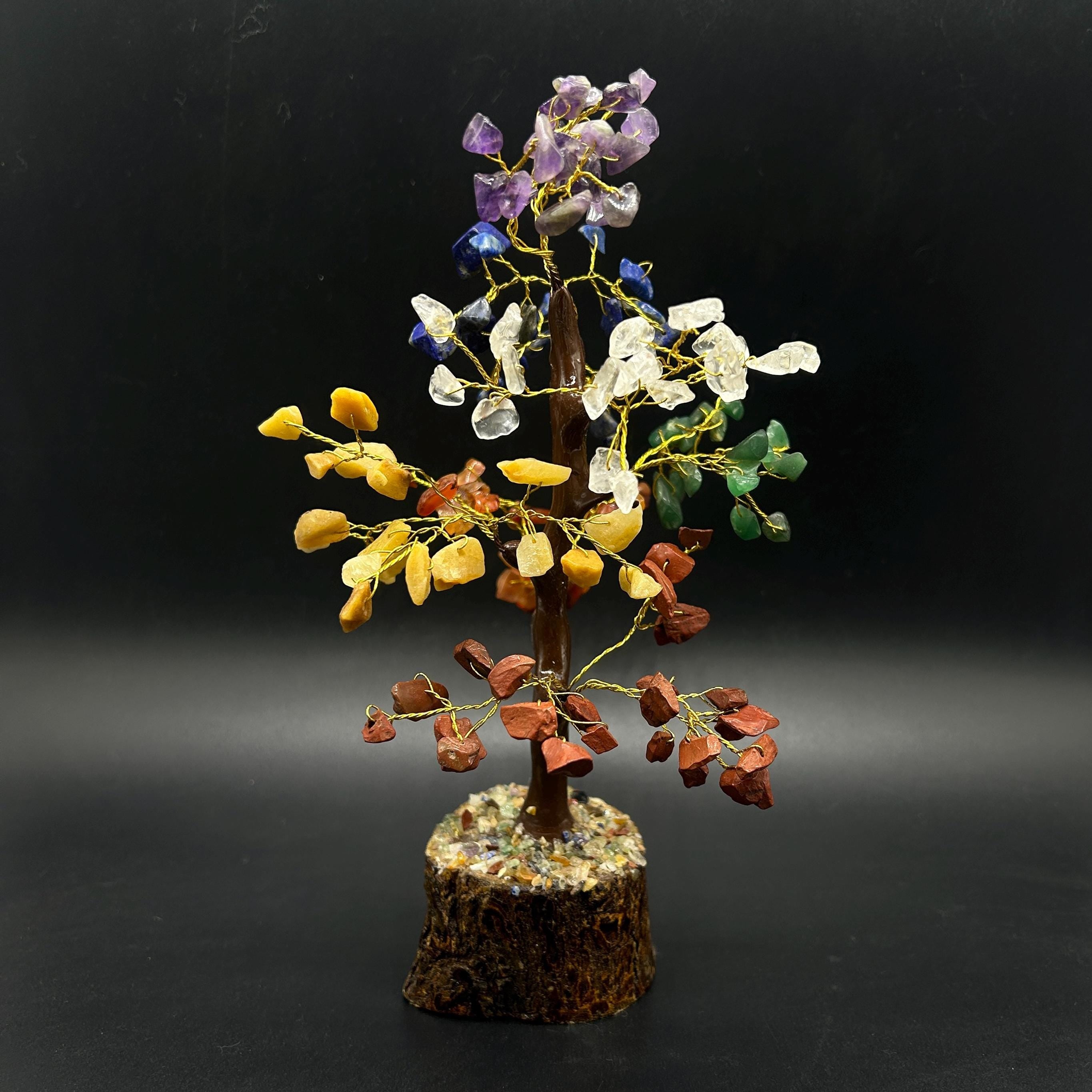 Crystal Gem Trees With Wood Base ,Gemstone Wire Sculpture Tree Of Life.
